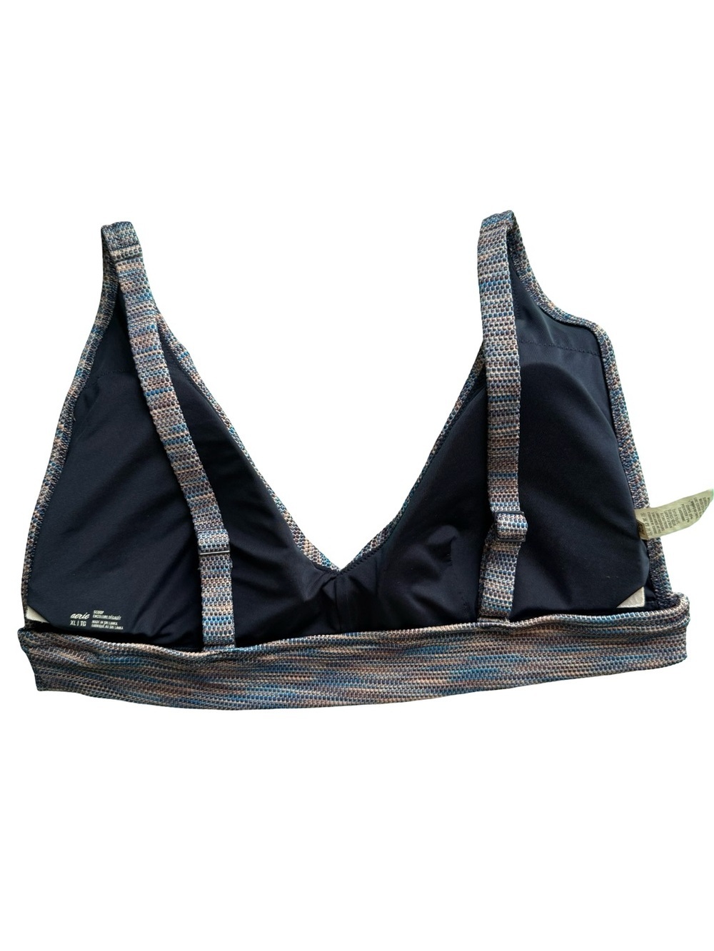 Aerie Multicolor Textured V-Neck Bikini Top Size XL Boho Cottagecore Beach - Picture 2 of 6